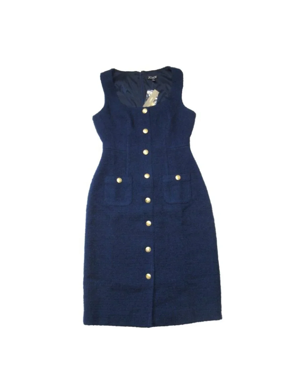 NWT J.Crew Sophia Sleeveless Midi in Dark Evening Blue Tweed Dress 6